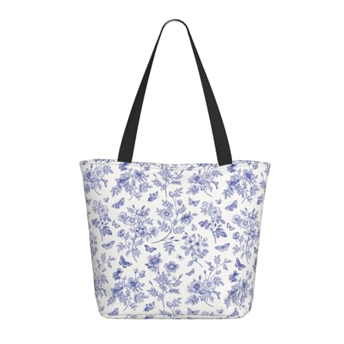 Tragetasche für Damen, große Tragetasche mit Blumenmuster, Schmetterling, mit Reißverschluss, Schultertasche, Handtasche für Arbeit und Reisen Tragetasche für Damen, große Tragetasche mit Blumenmuster, Schmetterling, mit Reißverschluss, Schultertasche, Handtasche für Arbeit und Reisen von VOSERY