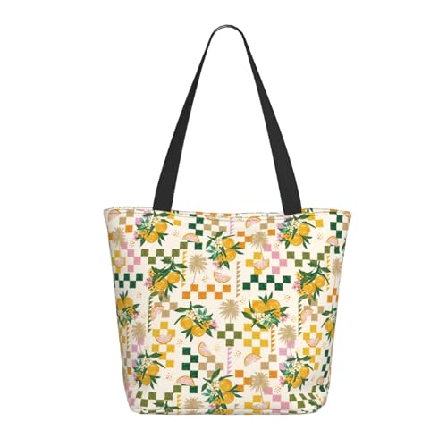 Tragetasche für Damen, große Tragetasche mit Zitronenmuster, mit Reißverschluss, Schultertasche, Handtaschen für Arbeit, Reisen Tragetasche für Damen, große Tragetasche mit Zitronenmuster, mit Reißverschluss, Schultertasche, Handtaschen für Arbeit, Reisen von VOSERY