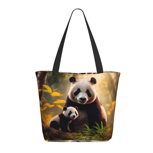 Tragetasche für Damen, große Wald-Panda-Tragetasche mit Reißverschluss, Schultertasche, Handtaschen für Arbeit, Reisen Tragetasche für Damen, große Wald-Panda-Tragetasche mit Reißverschluss, Schultertasche, Handtaschen für Arbeit, Reisen von VOSERY