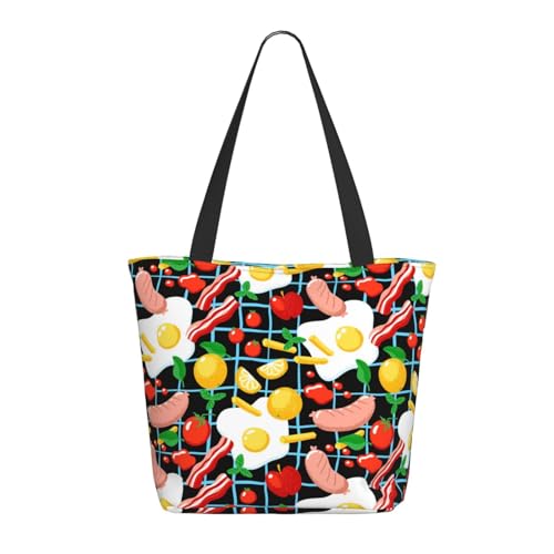 Tragetasche für Damen, große Zitrone, Tomaten, Kartoffel, Wurst, Tragetasche mit Reißverschluss, Schultertasche, Handtaschen für Arbeit, Reisen Tragetasche für Damen, große Zitrone, Tomaten, Kartoffel, Wurst, Tragetasche mit Reißverschluss, Schultertasche, Handtaschen für Arbeit, Reisen von VOSERY