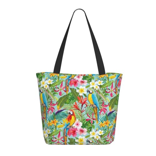 Tragetasche für Damen, große bunte Papageienblumen, mit Reißverschluss, Schultertasche, Handtasche für Arbeit und Reisen Tragetasche für Damen, große bunte Papageienblumen, mit Reißverschluss, Schultertasche, Handtasche für Arbeit und Reisen von VOSERY