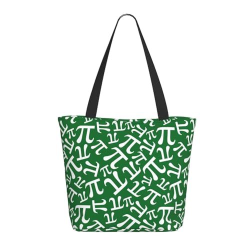 Tragetasche für Damen, große grüne Pi-Symbol-Druck-Tragetasche mit Reißverschluss, Schultertasche, Handtaschen für Arbeit, Reisen Tragetasche für Damen, große grüne Pi-Symbol-Druck-Tragetasche mit Reißverschluss, Schultertasche, Handtaschen für Arbeit, Reisen von VOSERY