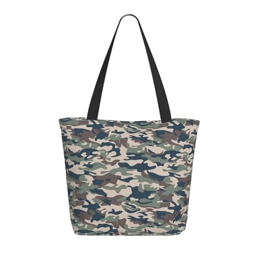 Tragetasche für Damen, große grüne Tarnmuster, Tragetasche mit Reißverschluss, Schultertasche, Handtaschen für Arbeit und Reisen Tragetasche für Damen, große grüne Tarnmuster, Tragetasche mit Reißverschluss, Schultertasche, Handtaschen für Arbeit und Reisen von VOSERY