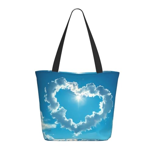 Tragetasche für Damen, große herzförmige Wolken-Tragetasche mit Reißverschluss, Schultertasche, Handtaschen für Arbeit und Reisen von VOSERY