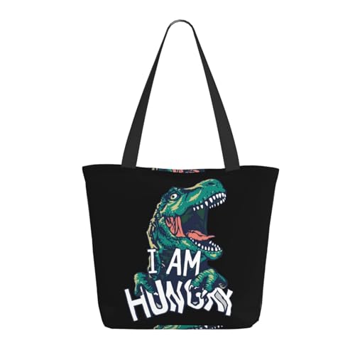 Tragetasche für Damen, große hungrige Dinosaurier-Tragetasche mit Reißverschluss, Schultertasche, Handtaschen für Arbeit, Reisen Tragetasche für Damen, große hungrige Dinosaurier-Tragetasche mit Reißverschluss, Schultertasche, Handtaschen für Arbeit, Reisen von VOSERY