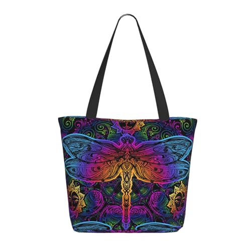 Tragetasche für Damen, große indische Mandalas, Libellen-Tragetasche mit Reißverschluss, Schultertasche, Handtaschen für Arbeit und Reisen Tragetasche für Damen, große indische Mandalas, Libellen-Tragetasche mit Reißverschluss, Schultertasche, Handtaschen für Arbeit und Reisen von VOSERY