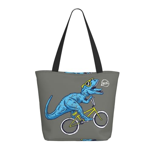 Tragetasche für Damen, große lustige Dinosaurier-Tragetasche mit Reißverschluss, Schultertasche, Handtaschen für Arbeit und Reisen von VOSERY
