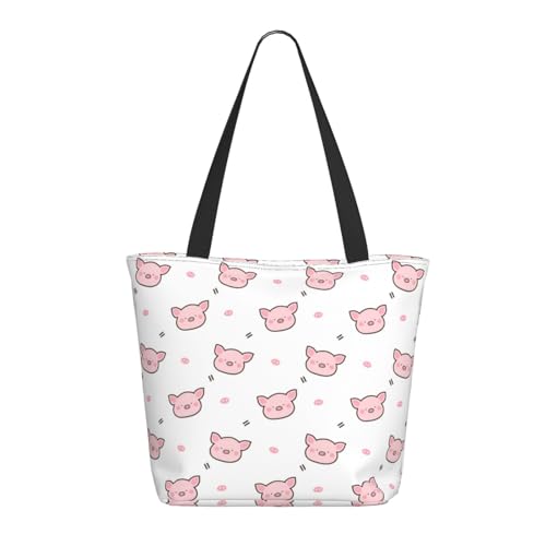 Tragetasche für Damen, große rosa Cartoon-niedliche Schweine-Tragetasche mit Reißverschluss, Schultertasche, Handtaschen für Arbeit, Reisen Tragetasche für Damen, große rosa Cartoon-niedliche Schweine-Tragetasche mit Reißverschluss, Schultertasche, Handtaschen für Arbeit, Reisen von VOSERY