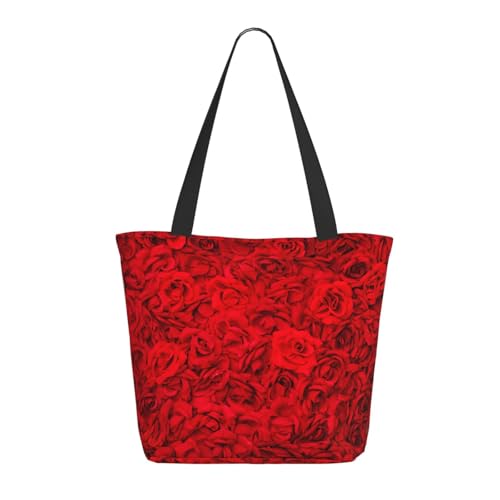 Tragetasche für Damen, große rote Rose, Tragetasche mit Reißverschluss, Schultertasche, Handtaschen für Arbeit und Reisen Tragetasche für Damen, große rote Rose, Tragetasche mit Reißverschluss, Schultertasche, Handtaschen für Arbeit und Reisen von VOSERY