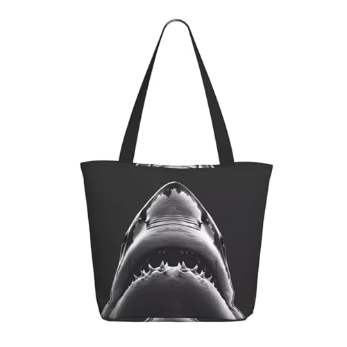 Tragetasche für Damen, große schwarze und weiße Hai-Tragetasche mit Reißverschluss, Schultertasche, Handtaschen für Arbeit, Reisen Tragetasche für Damen, große schwarze und weiße Hai-Tragetasche mit Reißverschluss, Schultertasche, Handtaschen für Arbeit, Reisen von VOSERY