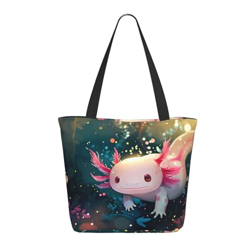 Tragetasche für Damen, große skurrile Axolotl Fantasy-Tragetasche mit Reißverschluss, Schultertasche, Handtaschen für Arbeit und Reisen Tragetasche für Damen, große skurrile Axolotl Fantasy-Tragetasche mit Reißverschluss, Schultertasche, Handtaschen für Arbeit und Reisen von VOSERY