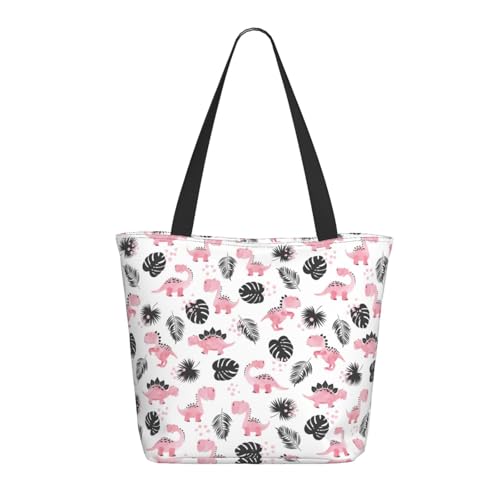 Tragetasche für Damen, große süße Dinosaurier-Tragetasche mit Reißverschluss, Schultertasche, Handtaschen für Arbeit, Reisen von VOSERY