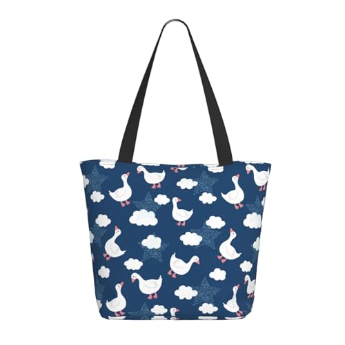 Tragetasche für Damen, große süße Gans am blauen Himmel, Tragetasche mit Reißverschluss, Schultertasche, Handtaschen für Arbeit und Reisen Tragetasche für Damen, große süße Gans am blauen Himmel, Tragetasche mit Reißverschluss, Schultertasche, Handtaschen für Arbeit und Reisen von VOSERY