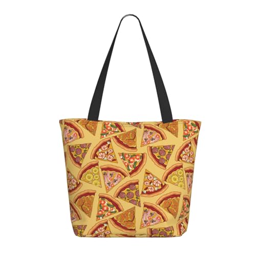 Tragetasche für Damen, große süße Pizza-Ananas-Garnelen-Tragetasche mit Reißverschluss, Schultertasche, Handtasche für Arbeit, Reisen Tragetasche für Damen, große süße Pizza-Ananas-Garnelen-Tragetasche mit Reißverschluss, Schultertasche, Handtasche für Arbeit, Reisen von VOSERY