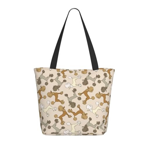 Tragetasche für Damen, große süße Pudel-Hundetasche mit Reißverschluss, Schultertasche, Handtasche für Arbeit und Reisen Tragetasche für Damen, große süße Pudel-Hundetasche mit Reißverschluss, Schultertasche, Handtasche für Arbeit und Reisen von VOSERY