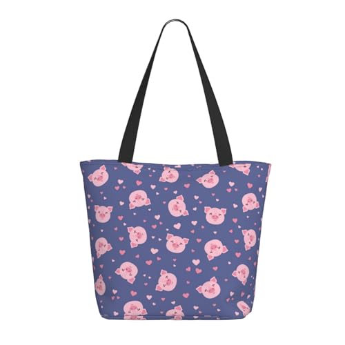 Tragetasche für Damen, große süße Schweine-Tragetasche mit Reißverschluss, Schultertasche, Handtaschen für Arbeit und Reisen Tragetasche für Damen, große süße Schweine-Tragetasche mit Reißverschluss, Schultertasche, Handtaschen für Arbeit und Reisen von VOSERY