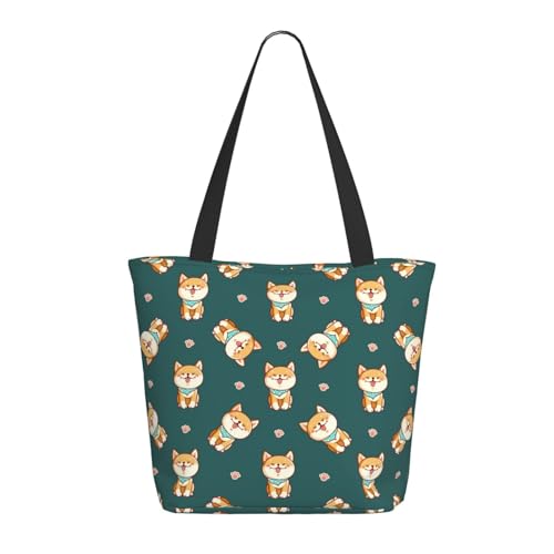 Tragetasche für Damen, große süße Shiba-Tragetasche mit Reißverschluss, Schultertasche, Handtasche für Arbeit und Reisen Tragetasche für Damen, große süße Shiba-Tragetasche mit Reißverschluss, Schultertasche, Handtasche für Arbeit und Reisen von VOSERY