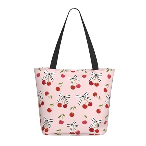 Tragetasche für Damen, große süße rote Beere, Fliege mit Reißverschluss, Schultertasche, Handtasche für Arbeit und Reisen Tragetasche für Damen, große süße rote Beere, Fliege mit Reißverschluss, Schultertasche, Handtasche für Arbeit und Reisen von VOSERY