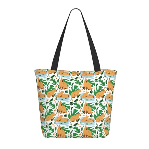 Tragetasche für Damen, große tropische Capybara-Tragetasche mit Reißverschluss, Schultertasche, Handtaschen für Arbeit, Reisen Tragetasche für Damen, große tropische Capybara-Tragetasche mit Reißverschluss, Schultertasche, Handtaschen für Arbeit, Reisen von VOSERY