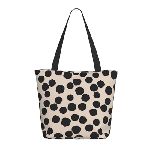 Tragetasche für Damen, große unregelmäßige schwarze Punkte, Tragetasche mit Reißverschluss, Schultertasche, Handtaschen für Arbeit, Reisen Tragetasche für Damen, große unregelmäßige schwarze Punkte, Tragetasche mit Reißverschluss, Schultertasche, Handtaschen für Arbeit, Reisen von VOSERY