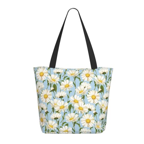 Tragetasche für Damen, große weiße Gänseblümchen, Tragetasche mit Reißverschluss, Schultertasche, Handtaschen für Arbeit, Reisen Tragetasche für Damen, große weiße Gänseblümchen, Tragetasche mit Reißverschluss, Schultertasche, Handtaschen für Arbeit, Reisen von VOSERY
