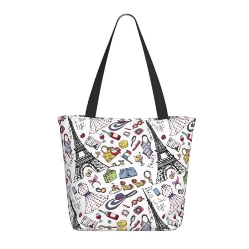 Tragetasche für Damen, großer Eiffelturm, ausgefallene Tragetasche mit Reißverschluss, Schultertasche, Handtaschen für Arbeit, Reisen Tragetasche für Damen, großer Eiffelturm, ausgefallene Tragetasche mit Reißverschluss, Schultertasche, Handtaschen für Arbeit, Reisen von VOSERY