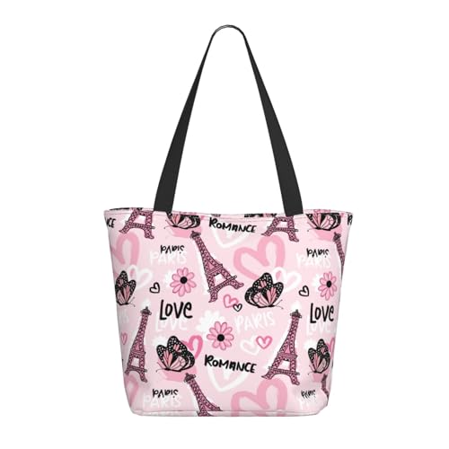 Tragetasche für Damen, großer Schmetterlingsturm, rosa Tragetasche mit Reißverschluss, Schultertasche, Handtaschen für Arbeit, Reisen Tragetasche für Damen, großer Schmetterlingsturm, rosa Tragetasche mit Reißverschluss, Schultertasche, Handtaschen für Arbeit, Reisen von VOSERY