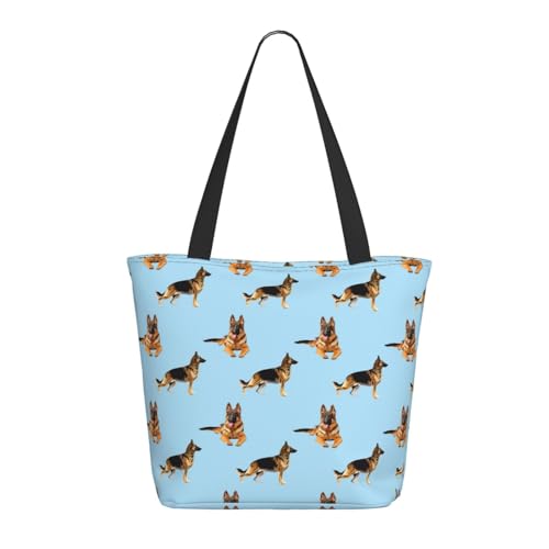 Tragetasche für Damen, großer deutscher Schäferhund, blaue Tragetasche mit Reißverschluss, Schultertasche, Handtaschen für Arbeit und Reisen Tragetasche für Damen, großer deutscher Schäferhund, blaue Tragetasche mit Reißverschluss, Schultertasche, Handtaschen für Arbeit und Reisen von VOSERY