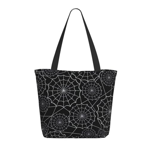 Tragetasche für Damen, großes Spinnennetz, schwarze Tragetasche mit Reißverschluss, Schultertasche, Handtaschen für Arbeit, Reisen Tragetasche für Damen, großes Spinnennetz, schwarze Tragetasche mit Reißverschluss, Schultertasche, Handtaschen für Arbeit, Reisen von VOSERY