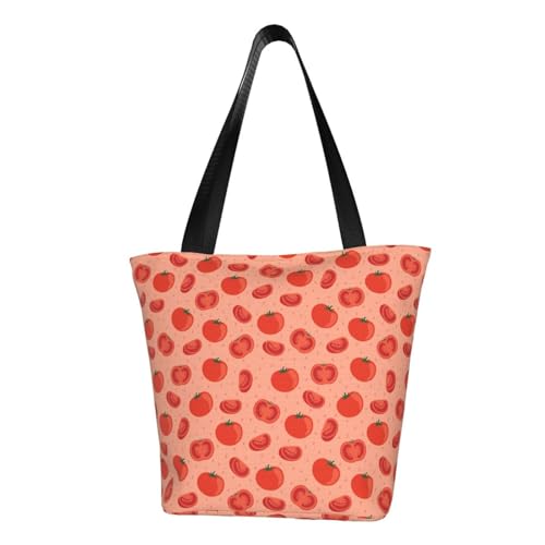 Tragetasche für Damen, süße Tomaten-Tragetasche mit Reißverschluss und Innentaschen, ästhetische Schulterhandtaschen von VOSERY
