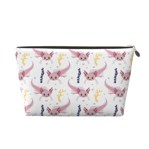 VOSERY Axolotl Make-up-Tasche aus Leder, Kosmetiktasche, Reise-Kulturbeutel für Damen, rosa von VOSERY