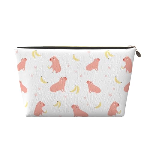 VOSERY Capybaras Make-up-Tasche aus Leder, Kosmetiktasche, Reise-Kulturbeutel für Damen, Make-up-Tasche, Organizer, niedliche Make-up-Tasche, wasserdichte Make-up-Tasche von VOSERY