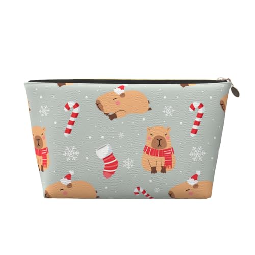 VOSERY Capybaras Make-up-Tasche aus Leder, Kosmetiktasche, Reise-Kulturbeutel für Damen, Make-up-Tasche, Organizer, niedliche Make-up-Tasche, wasserdichte Make-up-Tasche von VOSERY