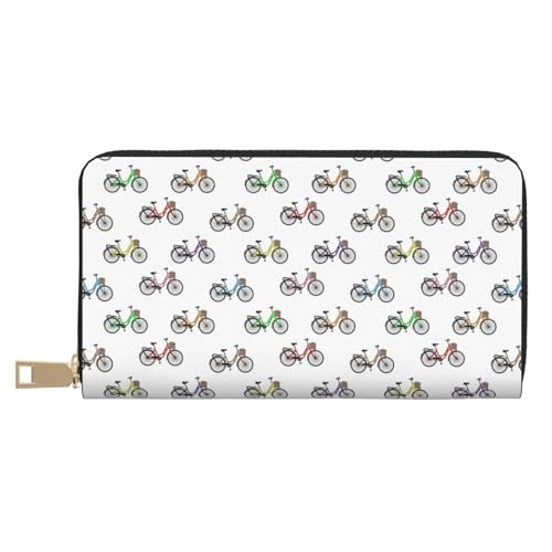 VOSERY Damen-Geldbörse, Leder, Bifold Multi Card, buntes Fahrradmuster, lange Geldbörse für Damen VOSERY Damen-Geldbörse, Leder, Bifold Multi Card, buntes Fahrradmuster, lange Geldbörse für Damen von VOSERY