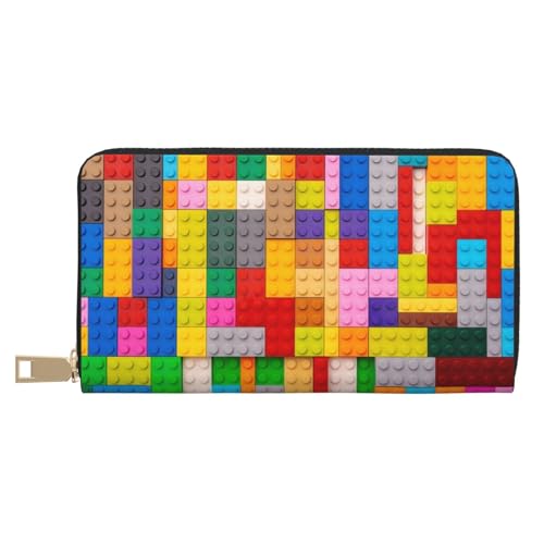 VOSERY Damen-Geldbörse, Leder, Bifold Multi-Karten-Geldbörse, bunte Kunststoffblöcke, lange Geldbörse für Damen VOSERY Damen-Geldbörse, Leder, Bifold Multi-Karten-Geldbörse, bunte Kunststoffblöcke, lange Geldbörse für Damen von VOSERY