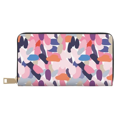 VOSERY Damen-Geldbörse, Leder, Bifold Multi-Karten-Geldbörse, mehrfarbige Farbpunkte, lange Geldbörse von VOSERY