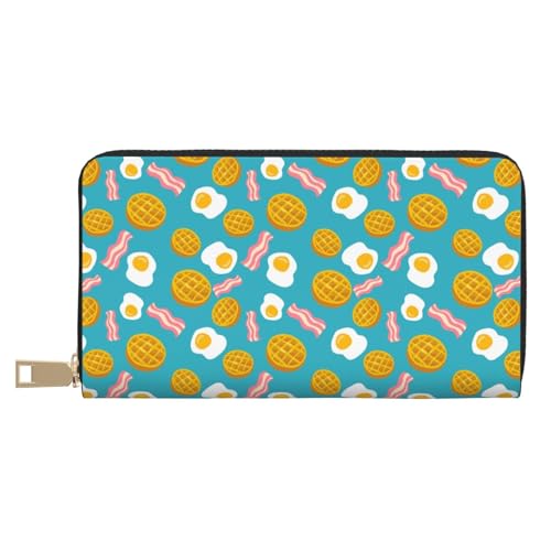 VOSERY Geldbörse Damen, Leder, Bifold Multi Card Wallet, Waffel Pochierte Eier Speck Damen Lange Geldbörse Geldbörsen VOSERY Geldbörse Damen, Leder, Bifold Multi Card Wallet, Waffel Pochierte Eier Speck Damen Lange Geldbörse Geldbörsen von VOSERY