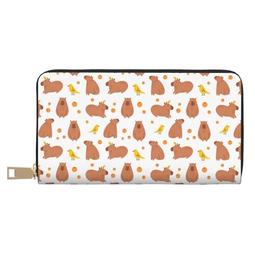VOSERY Geldbörse Damen, Leder Bifold Multi Card Wallet, Capybaras Bird Orange Damen Lange Geldbörse Geldbörsen VOSERY Geldbörse Damen, Leder Bifold Multi Card Wallet, Capybaras Bird Orange Damen Lange Geldbörse Geldbörsen von VOSERY