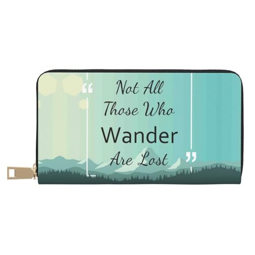 VOSERY Geldbörse Damen, Leder Bifold Multi Card Wallet, Not All Those Who Wander Are Lost1 Damen Lange Geldbörse Geldbörsen von VOSERY