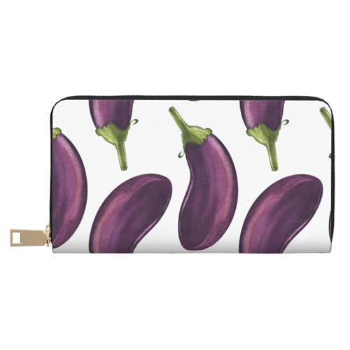 VOSERY Geldbörse Damen, Leder Bifold Multi Card Wallet Cool Eggplant Damen Geldbörsen Lange Geldbörse von VOSERY