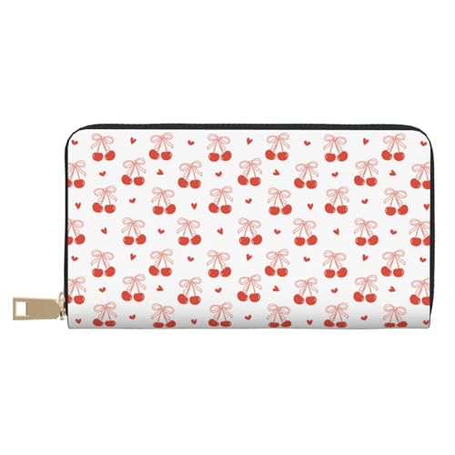 VOSERY Geldbörse Damen, Leder Bifold Multi Card Wallet Cute Berry Bow Tie Damen Lange Geldbörse Geldbörsen VOSERY Geldbörse Damen, Leder Bifold Multi Card Wallet Cute Berry Bow Tie Damen Lange Geldbörse Geldbörsen von VOSERY
