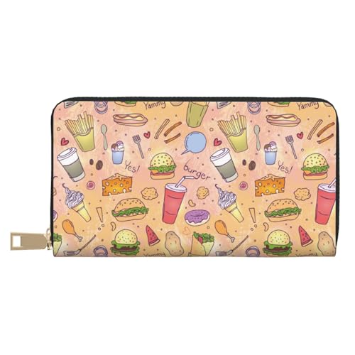 VOSERY Geldbörse Damen, Leder Bifold Multi Card Wallet Cute Food Ice Cream Drinks Damen Geldbörsen Lange Geldbörse von VOSERY