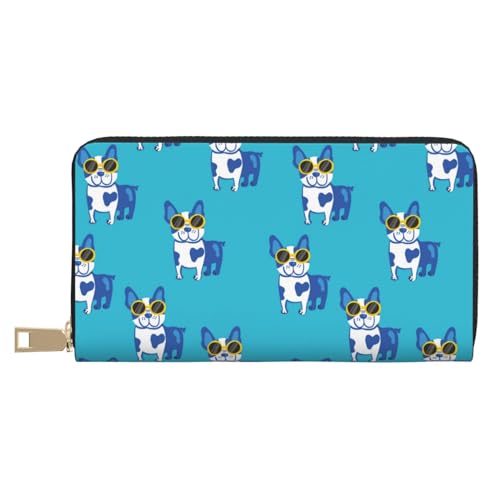 VOSERY Geldbörse Damen, Leder Bifold Multi Card Wallet Cute Funny Glasses Französische Bulldogge Damen Geldbörsen Lange Geldbörse VOSERY Geldbörse Damen, Leder Bifold Multi Card Wallet Cute Funny Glasses Französische Bulldogge Damen Geldbörsen Lange Geldbörse von VOSERY