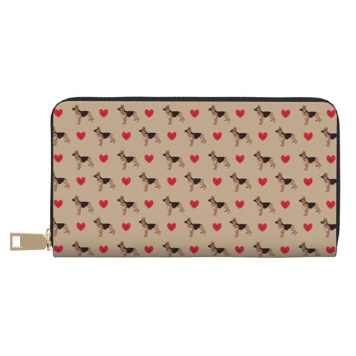 VOSERY Geldbörse Damen, Leder Bifold Multi Card Wallet Cute German Shepherd Dog Love Damen Lange Geldbörse Geldbörsen VOSERY Geldbörse Damen, Leder Bifold Multi Card Wallet Cute German Shepherd Dog Love Damen Lange Geldbörse Geldbörsen von VOSERY