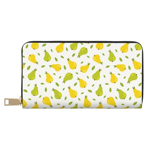 VOSERY Geldbörse Damen, Leder Bifold Multi Card Wallet Cute Pear Leaves Damen Geldbörsen Lange Geldbörse von VOSERY