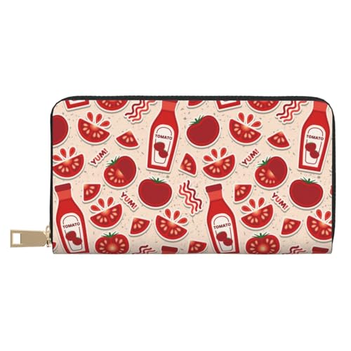 VOSERY Geldbörse Damen, Leder Bifold Multi Card Wallet Cute Tomato Ketchup Damen Geldbörsen Lange Geldbörse VOSERY Geldbörse Damen, Leder Bifold Multi Card Wallet Cute Tomato Ketchup Damen Geldbörsen Lange Geldbörse von VOSERY