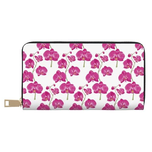VOSERY Geldbörse Damen, Leder Bifold Multi Card Wallet Gorgeous Orchids Blumen Damen Geldbörsen Lange Geldbörse von VOSERY