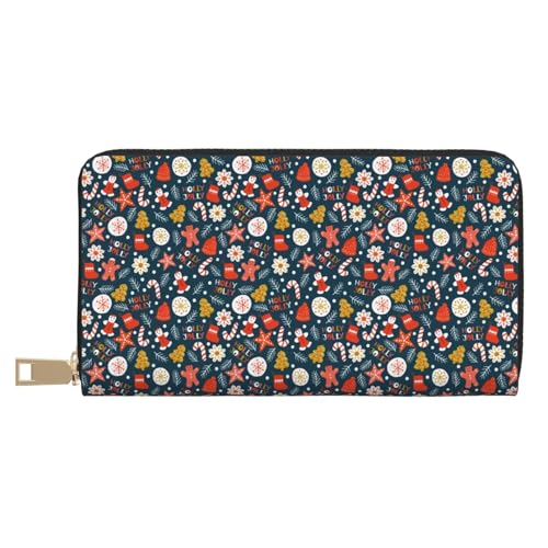 VOSERY Geldbörse Damen, Leder Bifold Multi Card Wallet Holiday Christmas Cookies Damen Lange Geldbörse Geldbörsen von VOSERY
