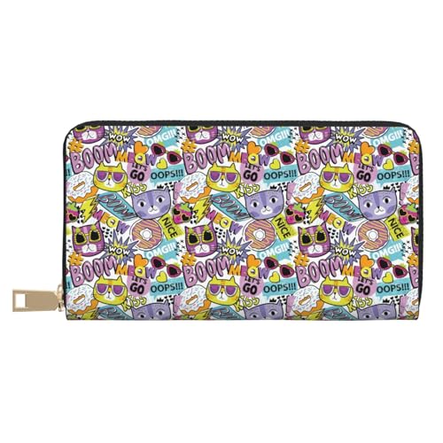 VOSERY Geldbörse Damen, Leder Bifold Multi Card Wallet Modern Abstrakt Brille Katze Damen Lange Geldbörse Geldbörsen VOSERY Geldbörse Damen, Leder Bifold Multi Card Wallet Modern Abstrakt Brille Katze Damen Lange Geldbörse Geldbörsen von VOSERY