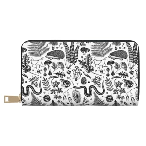 VOSERY Geldbörse Damen, Leder Bifold Multi Card Wallet Sketch Snake Mushroom Igel Damen Geldbörsen Lange Geldbörse VOSERY Geldbörse Damen, Leder Bifold Multi Card Wallet Sketch Snake Mushroom Igel Damen Geldbörsen Lange Geldbörse von VOSERY